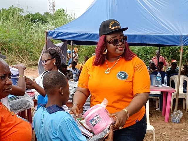 Every child came forward to collect a set of their own.