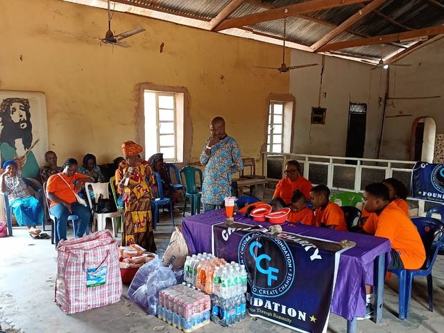 Gift items laid out for the widows and widowers at Christmas